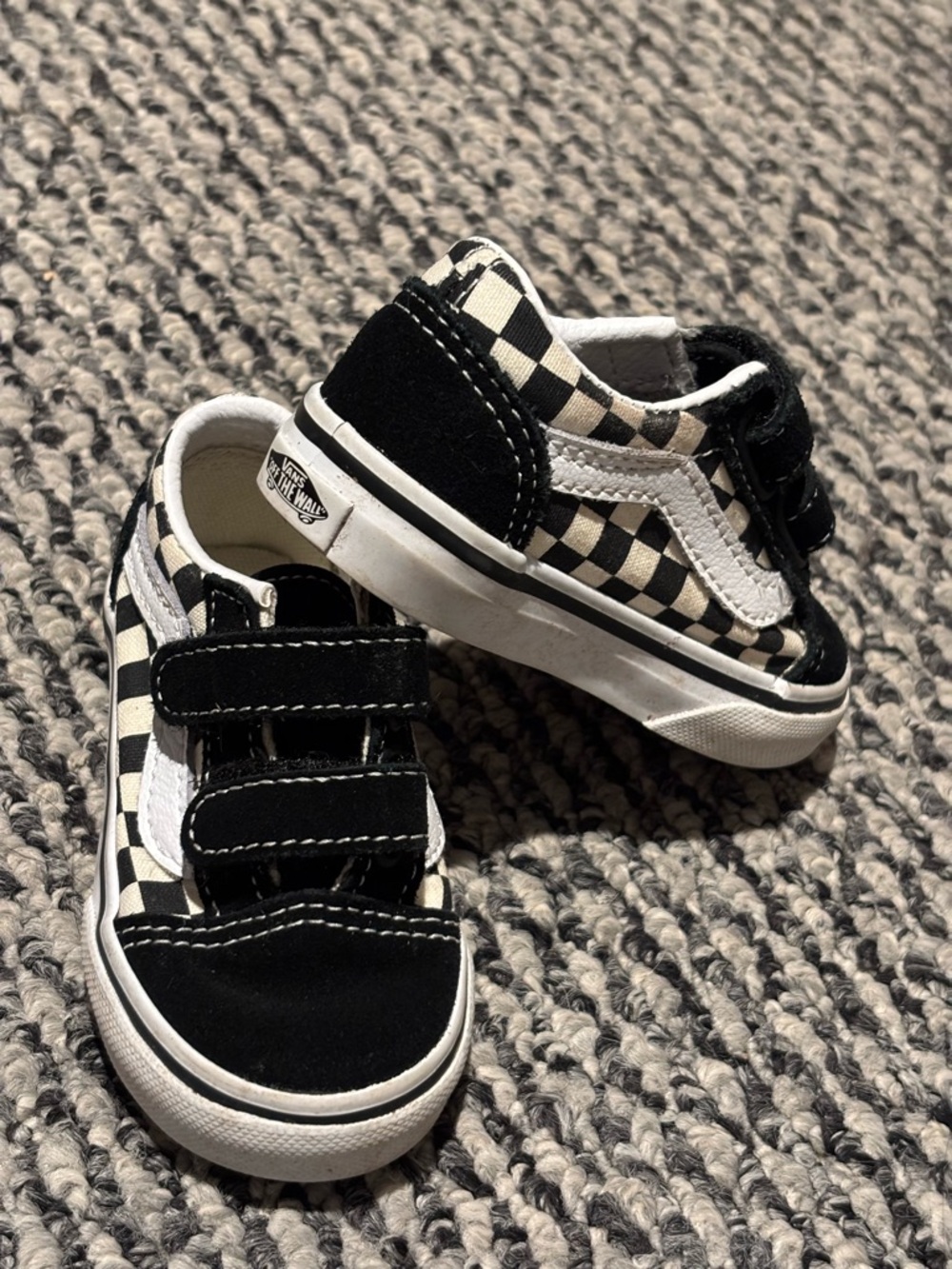 Vans Toddler Size 5 Girl/Boy Black & White Checkerboard Velcro Sneakers